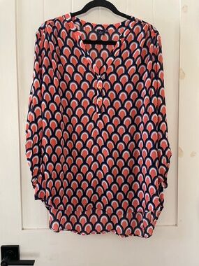 Colorful Kaari Blue Women’s Lightweight Top Blouse Tunic Size 2X Rayon